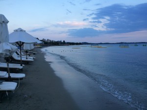 The beach at Voula, just after sunset.
